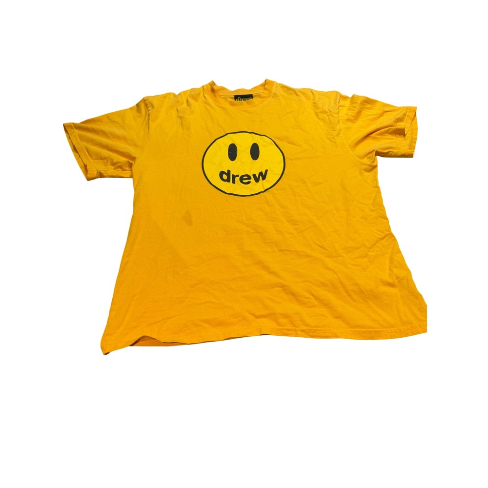 Drew House Mascot Yellow T-Shirt Graphic Logo Justin Bieber Trendy‎ Streetwear